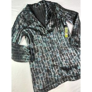 Nic+Zoe Womens Multi Color Abstract Print Button Front Tunic Top H101631 Size M